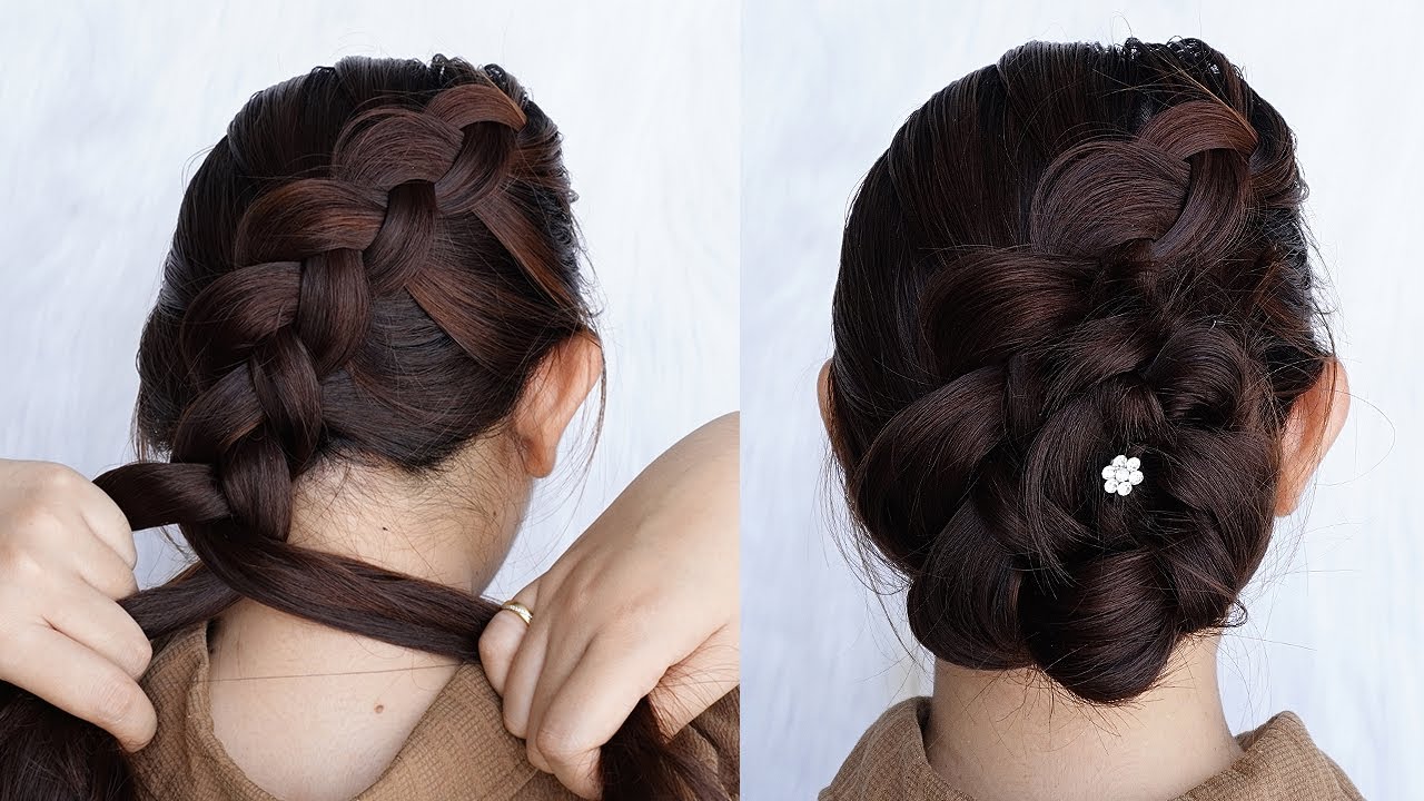 Flower Bun Hairstyle For Ladies Simple Self Hairstyle For Wedding