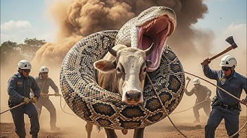 “Giant Python Attack! Brave Rescue Team Saves Helpless Cow 🐍🔥”