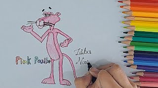 How to draw PINK PANTHER |ZAIBA's Drawing|
