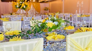 Canary yellow and silver glam wedding