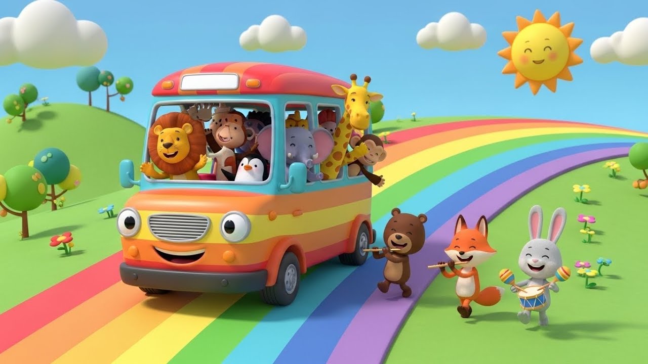 The Rainbow Bus Adventure 🚌🌈 | Animal Song for Kids | Fun Sing Along Journey