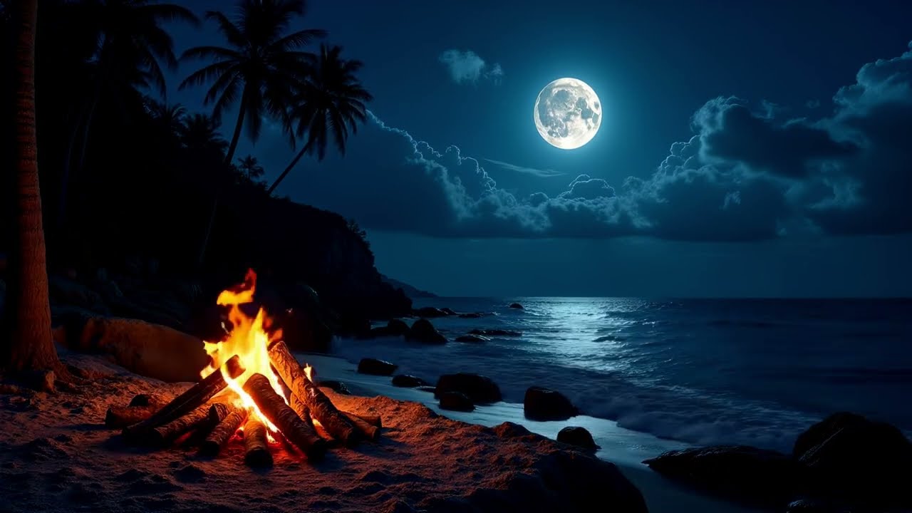 Summer Beach Night Ambience – Soothing Ocean Waves for Deep Sleep 🏖️🌊