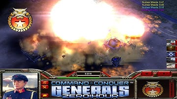 Generals Zero Hour China Nuke vs GLA Toxin 3vs3 Team Hard Tournament City Map