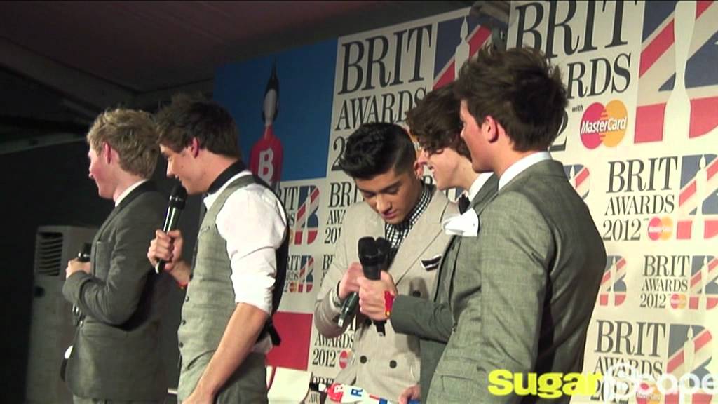 One Direction in the press room at BRIT Awards 2012
