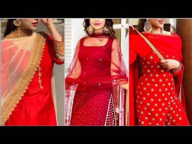 Printed Cotton Punjabi Suit in Red : KRX113