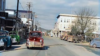 California 1940s, Suisun City in color [60fps, Remastered] w\/sound design added