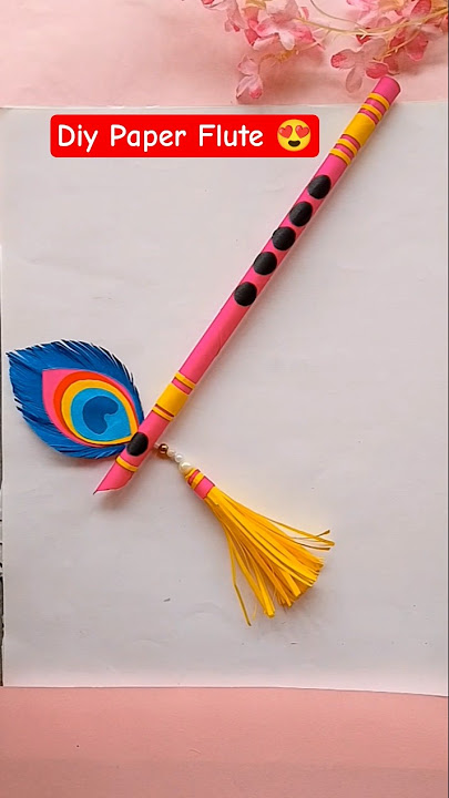 Diy Paper Flute for Krishna/ Janmashtami craft #shorts #craft #bansuri #papercraftforjanmastami