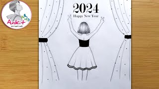 Happy new year card 2024 / How to make new year greeting cards ...