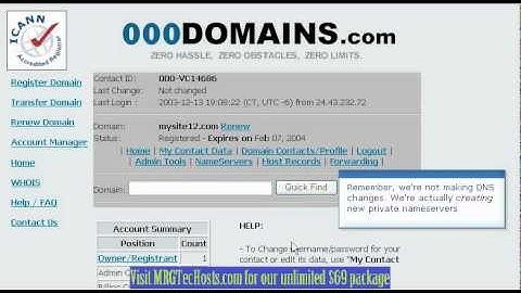 [MRGTecHelp.com Name Servers (NS) Tutorial Series] Creating Private Nameservers at 000Domains