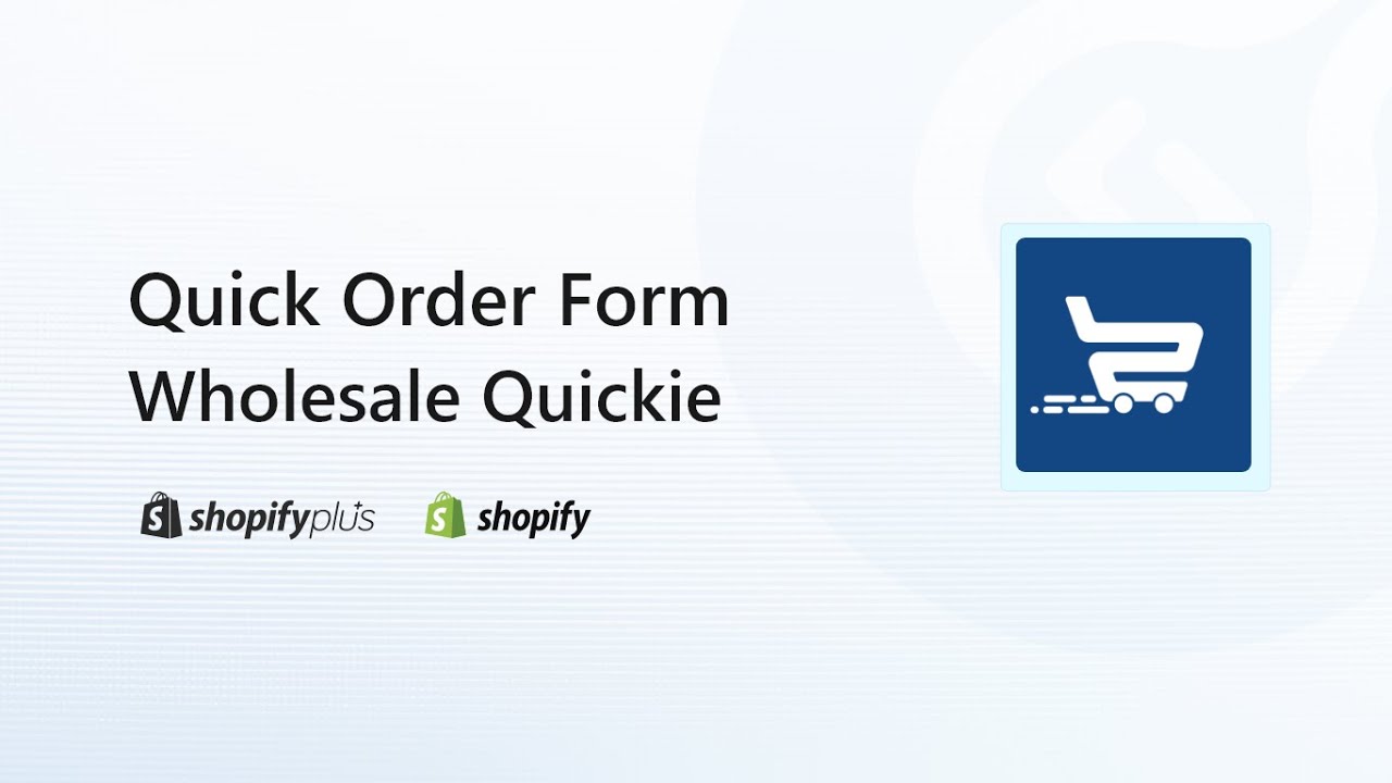 Quick Order Form - WQ video - YouTube