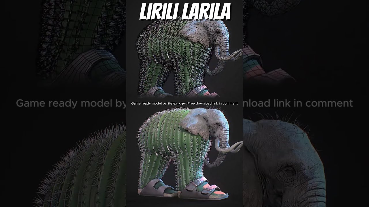 Lirili Larila Game Ready 3D Model Free Download Link In Comments Blender3d Gamedev Lowpoly 3d