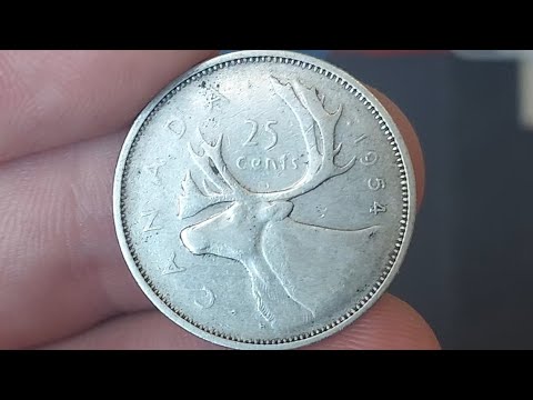 SILVER CANADA 1954 25 CENTS Coin VALUE + REVIEW