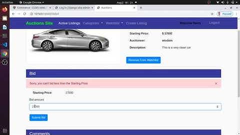 CS50 (2020) : Project 2 (Commerce app using Django ) Auction App