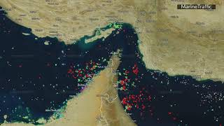 Live ship tracking map showing the Strait of Hormuz