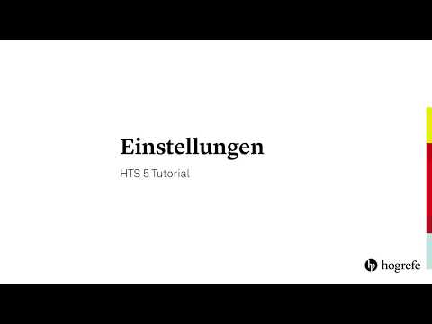 13. Einstellungen | HTS Tutorials