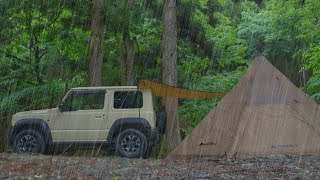 Car Camping in Rain - SUZUKI JIMNY SIERRA | Relaxing | White Noise | ASMR