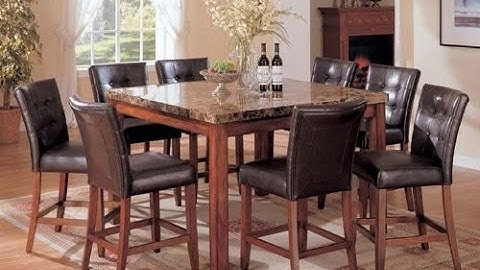 9pc Counter Height Dining Table & Stools Set Dark Brown Finish