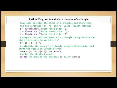 Python Program to Calculate Area of a Triangle | Python Programming | SSCBE