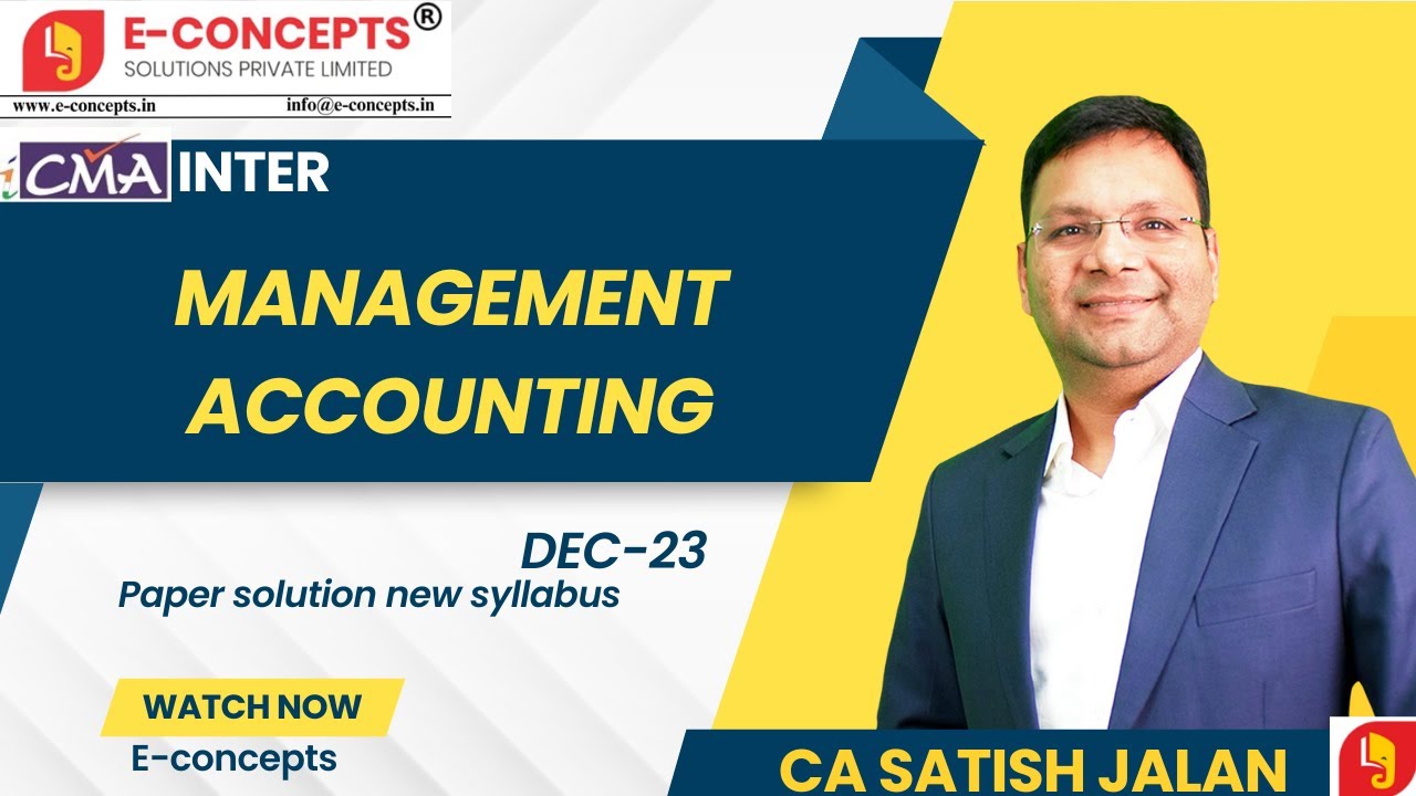 CMA Inter Dec 23 Management Accounting Paper Solution New Syllabus By ...