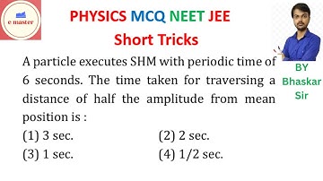 A particle executes SHM with periodic time of 6 seconds.The time taken for traversing a distance of