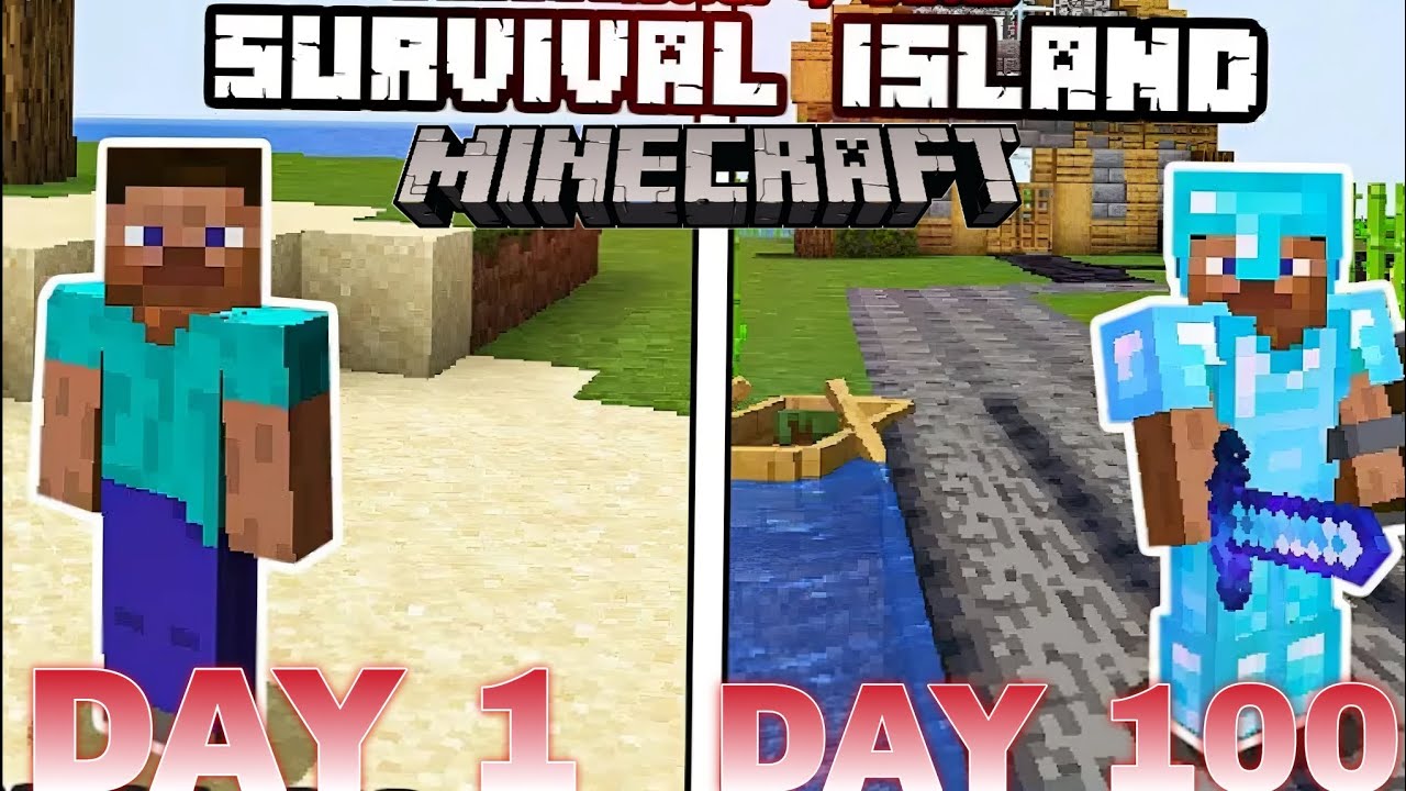 I Survived 100 Days on A SURVIVAL ISLAND In Minecraft pocket edition ...