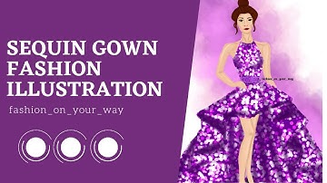Learn Fashion illustration -How to render a sequin gown