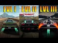 Nfs hot pursuit remastered  turbo level 1 vs level 2 vs level 3 side by side comparison