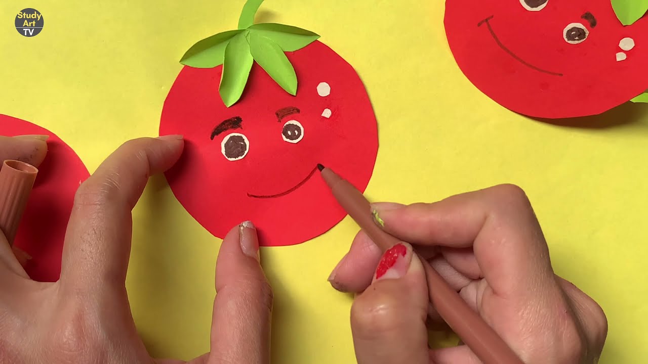 How to make easy paper tomato toy for Nursery craft ideas