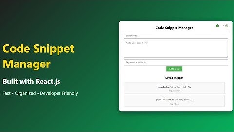 Build Your Own Code Snippet Manager with React  #reactjs