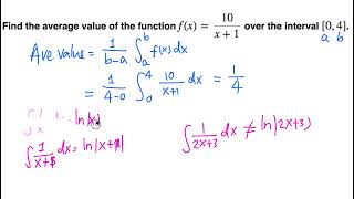 Calculus: Average value of a function on the given interval