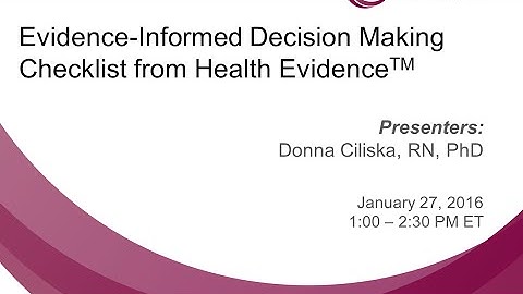 NCCMT Spotlight Webinar: Evidence-Informed Decision Making Checklist from Health EvidenceTM