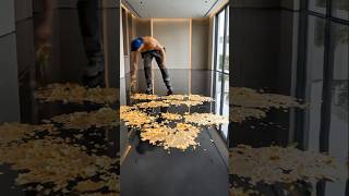 Giving this floor the luxury liquid gold treatment  #InteriorDesign #Satisfying #EpoxyFloor  #GlowUp