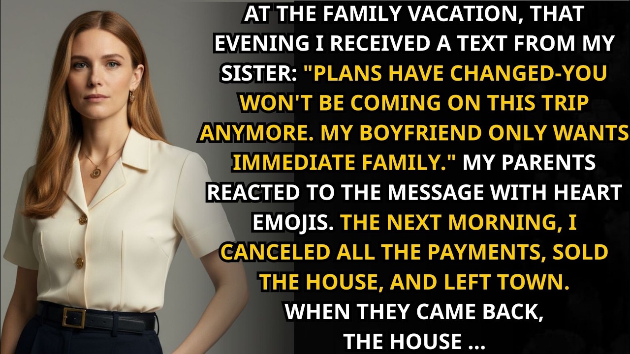 At the family vacation, i was cut out overnight—so i sold the house, vanished in as they returned