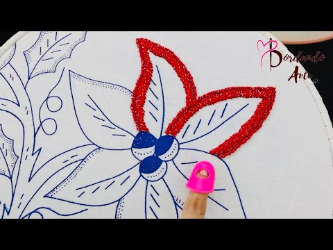 ¡¡Flores navideñas!! ???BORDADO FÁCILES PARA FLORES NAVIDEÑAS ????¡¡es hermosa!!