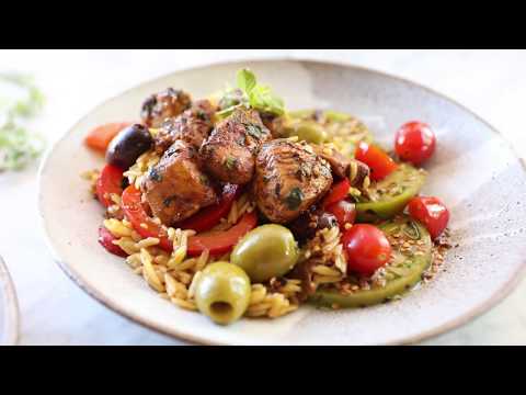 One Pot Greek Oregano Chicken and Orzo with Tomatoes in Garlic Oil