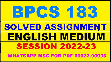 bpcs 183 solved assignment 2022-23 in english | bpcs 183 solved assignment 2022-23 | bpcs 183 2023