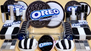 OREO Cookie Slime Mixing Makeup,Parts, Glitter Into Slime! Satisfying Slime Video#ASMR#satisfying