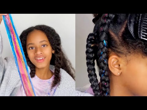 Rainbow Hair Tinsel Braids 🌈
