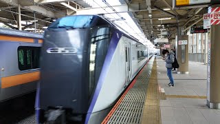 [ジョイント音]E353系 S108編成 S211編成 特急あずさ33号松本行が国立駅1番線を通過するシーン