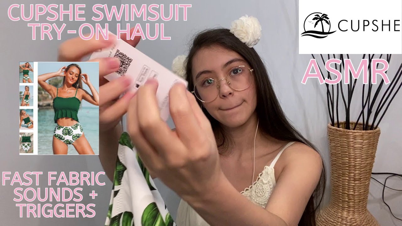 ASMR | Cupshe Swimsuit Try-On Haul | fast fabric sounds + fast triggers