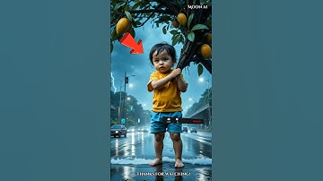 A cute baby mango tree gets broke by a massive storm ⛈️ #baby #ai #viral #shorts #cartoon #cute