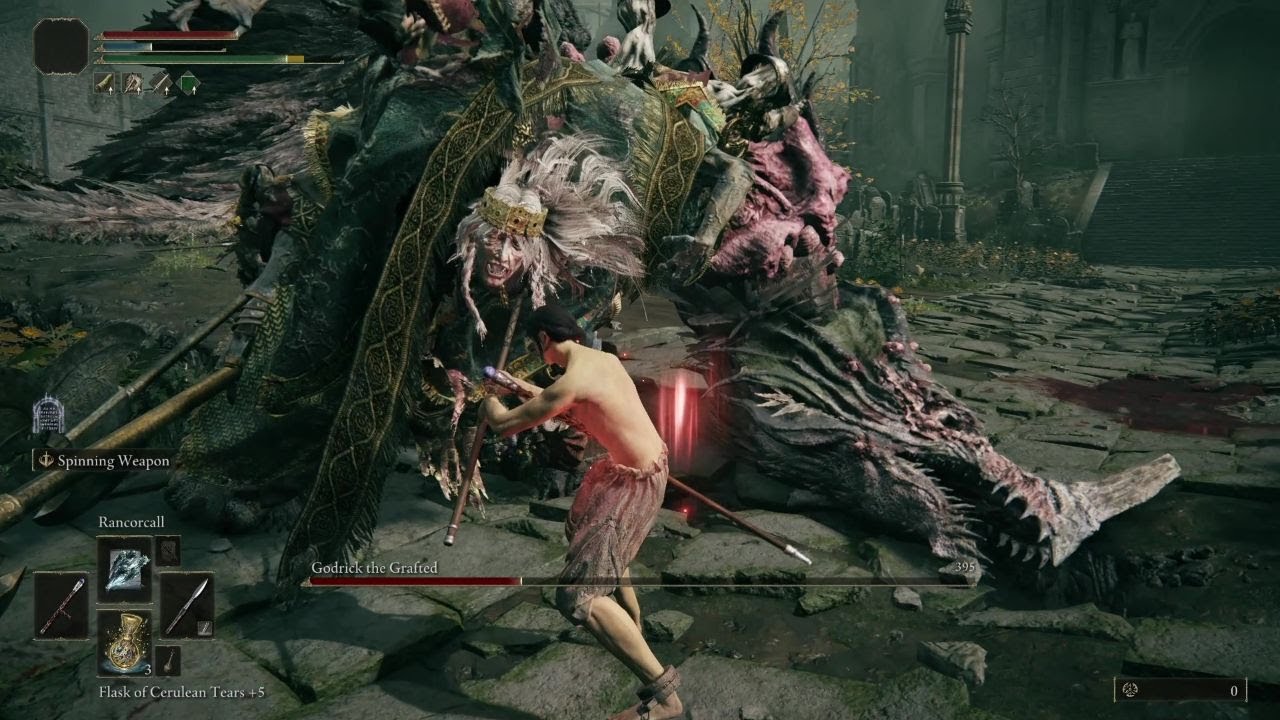 Elden Ring. Godrick the Grafted Boss Fight. No Damage. (Rancorcall, Black Flame Ventilator)