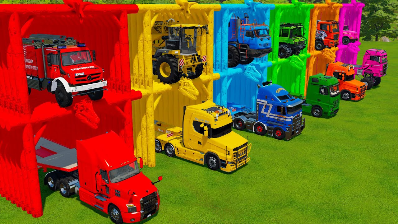TRANSPORTING FIRE TRUCK, GARBAGE TRUCK & BIG TRUCKS by MAN TRANSPORTER! Farming Simulator 22