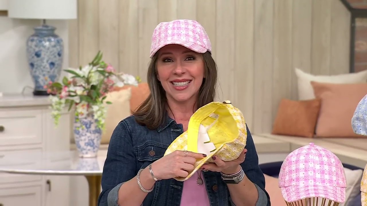 Complliments Embroidered Gingham Baseball Hat on QVC