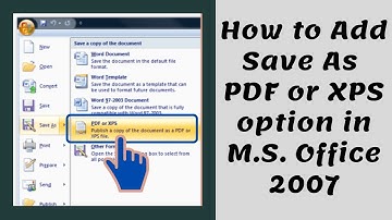 how to install save as pdf or xps add in for M.S. Office 2007
