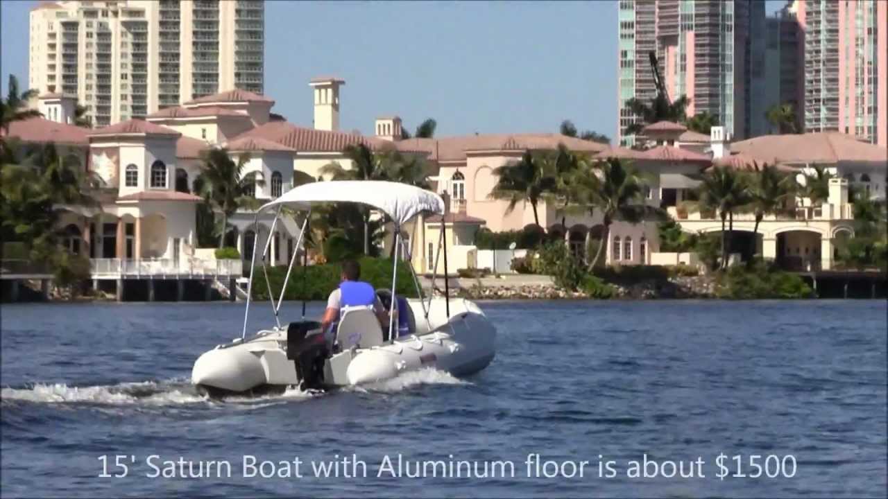 bimini twist ipa Saturn 15' Inflatable Motor Boat with Aluminum Floor. Test Run with 25HP Outboard Motor.