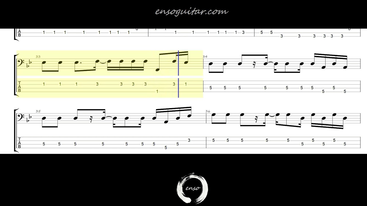 The Supremes - Can't Hurry Love 50% Speed Bass Tab Play Along.