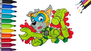 Fun Coloring Paw Patrol Mighty pups | Rocky