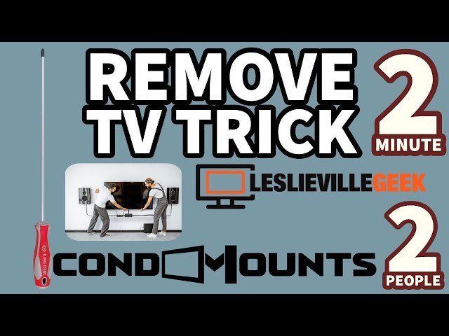How to take a TV off a wall mount - detailed video for screw type safety screw class=