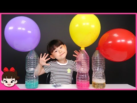 Baking Soda and Vinegar Easy Science Experiments for kids BALLOON BLOW UP Lime&Toys LimeTube